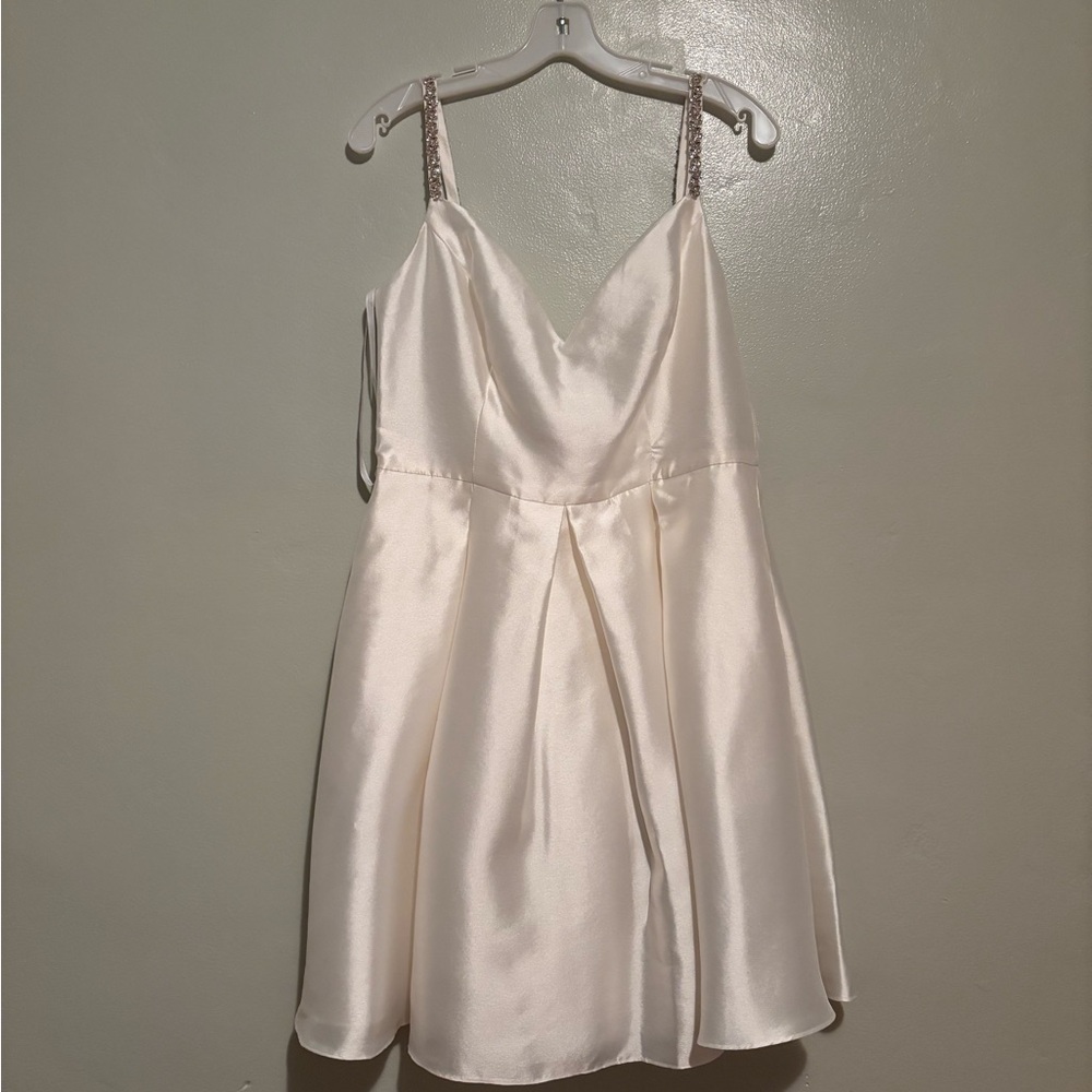 Mikado Short Dress with Crystal Straps